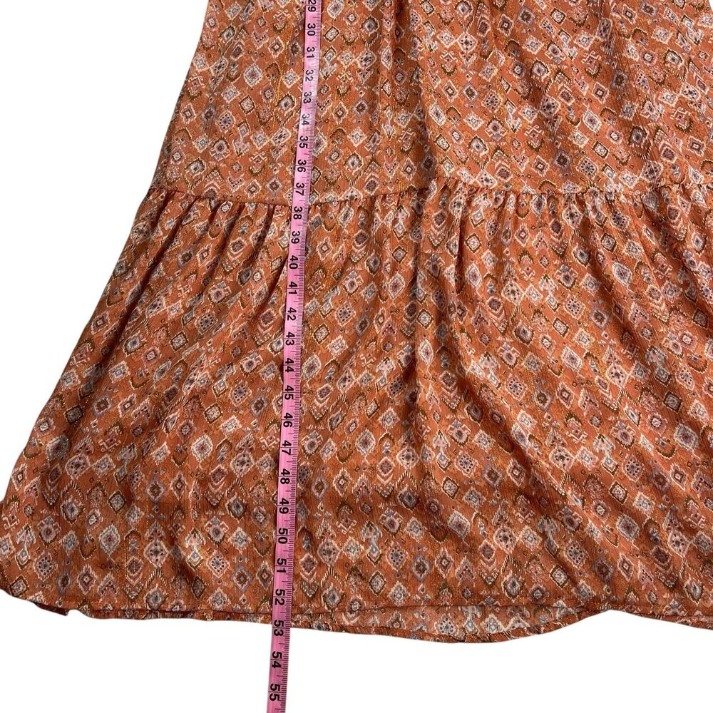 Moon River Anthropologie Maxi Dress Small Long Sleeve Ruffle V‑Neck Tiered Boho - Picture 9 of 12